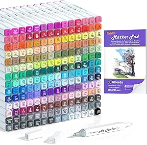 Shuttle Art 205 Colours Alcohol Art Markers, 204 Colours Dual Tip Art Pens Plus 1 Blender 1 Marker Pad 1 Case and Colour Chart for Kids Adult Artist Drawing Colouring Books Sketching Card Making