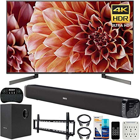 Sony XBR65X900F 65-Inch 4K Ultra HD Smart LED TV Bundle with Deco Gear 60W Soundbar, Wall Mount Kit, 2.4GHz Backlit Keyboard, 6-Outlet Surge Adapter and Screen Cleaner for LED TVs