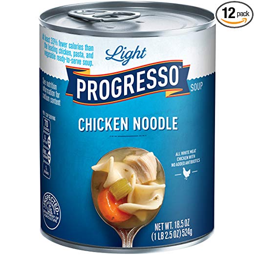 Progresso Light Chicken Noodle Soup, 18.5-Ounce Cans (Pack of 12)