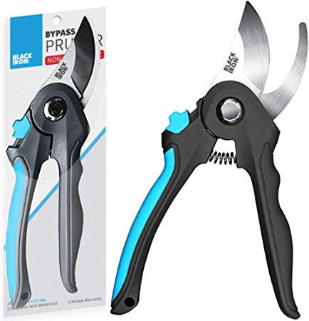 Attican Premium Bypass Pruner Shears [Durable & Heavy Duty] Sharp Garden Shears for Pruning and Cutting Stems and Light Branches with Soft Grip Handle & Safety Lock, 1 Count