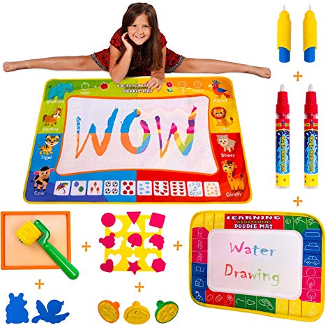 Wow Four Design AquaDoodle Mat - Aqua Doodle Water Drawing Mats Toy Gift for Travel Toys for 1 2 3 4 5 6 Year Old Boys Girls Toddlers Gifts