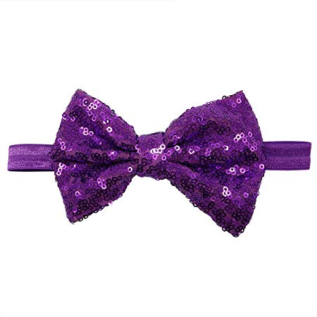 Rarelove Baby Girls Headband Purple Bowknot Sequin Hair Bands Accessories
