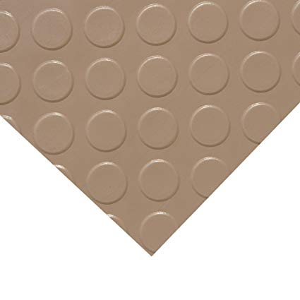 Rubber-Cal "Coin-Grip (Metallic) PVC Flooring - 2.5mm x 4ft. Wide - Beige or Silver - Available in 10 Lengths