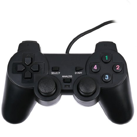 Vmargera USB Double Shock Controller GamePad for PC Computer Laptop - Black