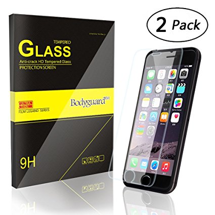 iPhone 6S Screen Protector - Bodyguard 2Pack [3D Touch Compatible & Anti-Fingerprint] 9H HD Clear Tempered Glass Screen Protector Film for Apple iPhone 6/7 (4.7 Inch Only)