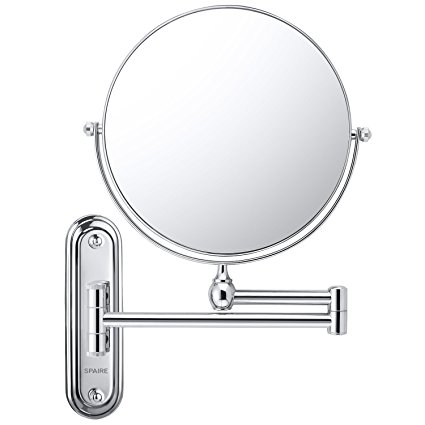 Spaire Bathroom Mirror 7X/1X Magnification Double-sided 8 Inch Wall Mounted Vanity Magnigying Mirror Swivel, Extendable and Chrome Finished
