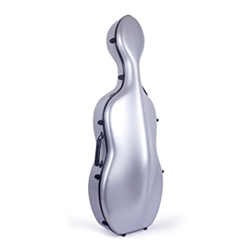 Crossrock CRF2000CEFSL Deluxe Fiberglass Cello Case 4/4 Full Size Hardshell with Wheels in Silver