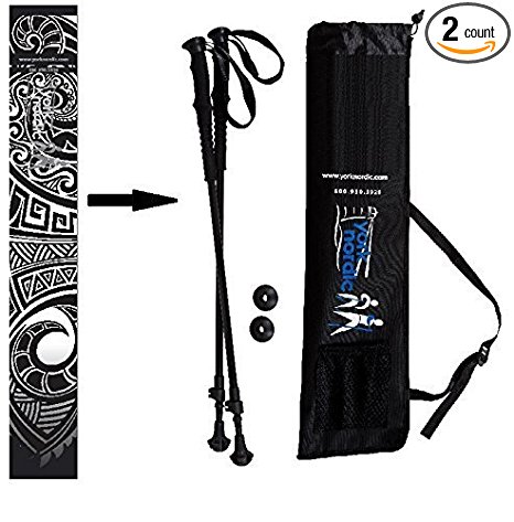 York Nordic 2 Piece Adjustable Trekking / Walking Poles - Made in USA - 6 Color Options - Choice of Grips - 2 poles, Tips & Bag