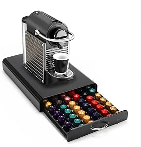 Vinsani 60 Capsules Coffee Pod Storage with Sliding Drawer- Non Slip Non Scratch Base Stackable Holder Organiser Box for Nespresso OriginalLine Coffee Pods