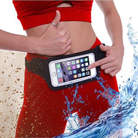 Waterproof Fanny Pack Running Belt for iPhone 7, X, 8, 8 Plus and Samsung S7/8 by Runtasty - W/Touch Screen Ready Window - IPX8 Rated - Waist bag for Fitness, Travel, Swimming, Water Sports and more!