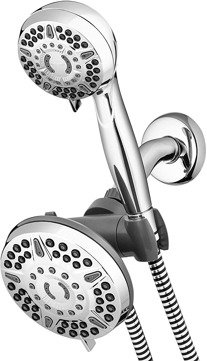 Waterpik 12-Mode 2-in-1 Dual Shower Head System with 5-Foot Hose and PowerPulse Therapeutic Massage, Chrome, XET-633E-643E