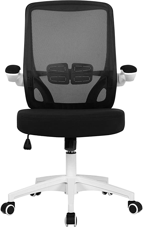 Yaheetech Adjustable Arm Chair Ergonomic Desk Chair Mesh Office Chair Mid Back Study Task Chair with Comfort Breathable Lumbar Support