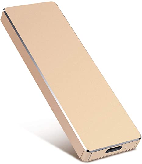 Portable External Hard Drive - Ultra Slim 1TB 2TB Hard Drive External HDD Storage Compatible for PC, Mac, Desktop, Laptop - Gold,1TB
