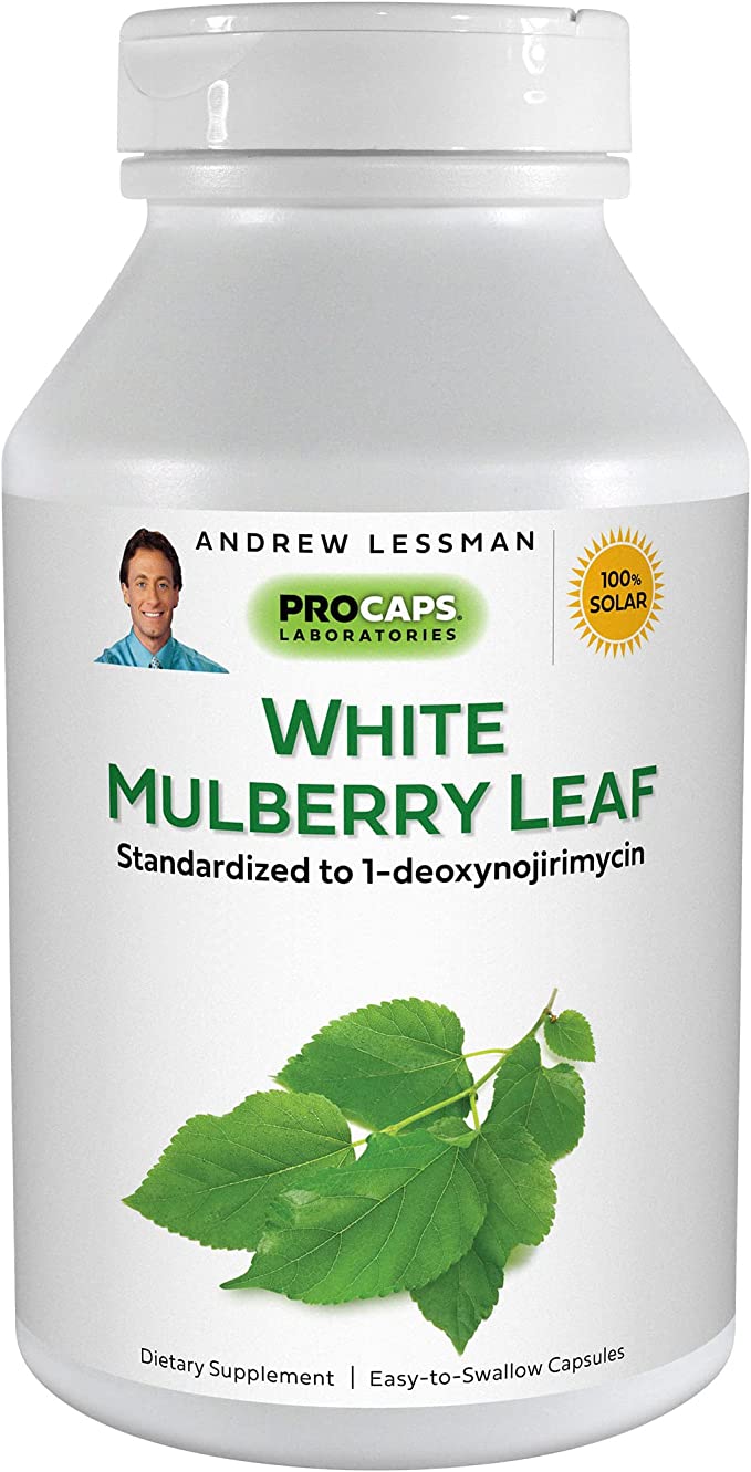 ANDREW LESSMAN White Mulberry Leaf 60 Capsules - High Potency Standardized White Mulberry Leaf. Small Easy to Swallow Capsules