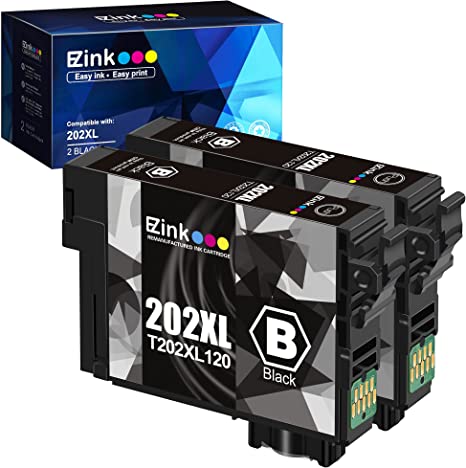 E-Z Ink (TM) Remanufactured Ink Cartridge Replacement for Epson 202XL 202 XL T202XL to use with Workforce WF-2860 Expression Home XP-5100 Printer New Upgraded Chips(Black,2 Pack)