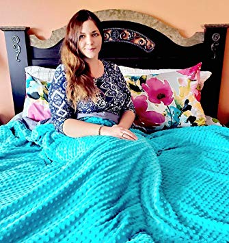 Sophia & William Weighted Blanket for Adult | Free Minky Cover Incluede, 60"x80", 25 lbs, Teal, Cotton