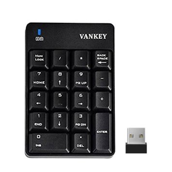 Vankey Wireless Numeric Keypad, 18 Keys Mini Keyboard Numpad 2.4G USB Number Pad for iMac Macbook Windows Laptop Notebook Desktop PC Computer