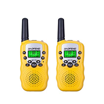 BaoFeng BF-T3 Kids' Walkie Talkies 22 Channel Children's Two-Way Radio FRS/GMRS UHF Long Range (1 pair)-Yellow