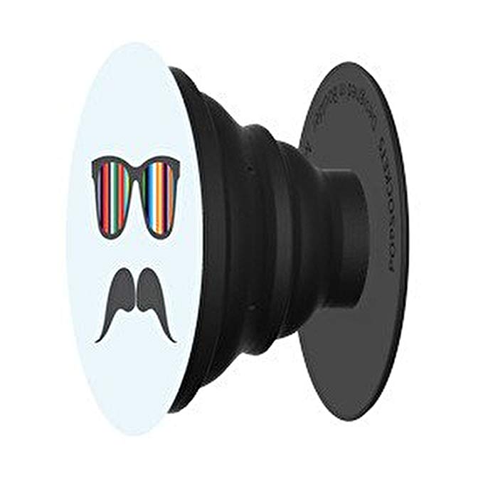 Popsockets Light Blue Mustache For Grip And Stand For Mobile Phones - White