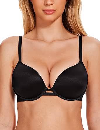 WingsLove Women's Everyday Basics Seamless Lightly Padded Underwire Plunge Bra Demi Bra-T-Shirt Bra