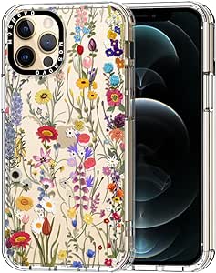 MOSNOVO for iPhone 12 Pro Max Case, [Buffertech 6.6 ft Drop Impact] [Anti Peel Off] Clear Shockproof TPU Protective Bumper Phone Cases Cover with Wildflower Meadow Design for iPhone 12 Pro Max