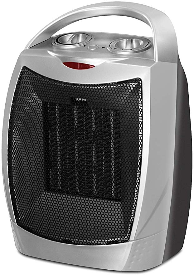 Ceramic Space Heater - 750W / 1500W Power Setting - Adjustable Thermostat - PTC Heating Element - Over-Heating Protection System