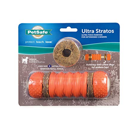 PetSafe Sportsmen Ultra Stratos Dog Chew Toy with Refillable Treats, Medium