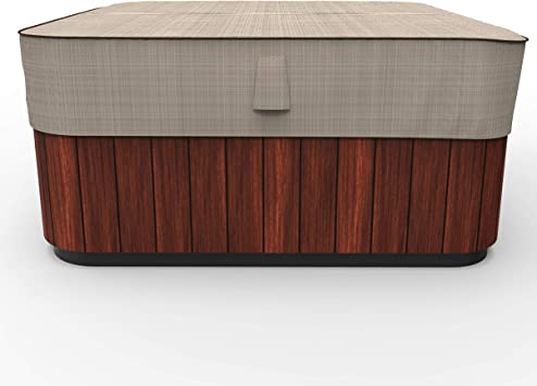 Budge P9A16PM1 English Garden Square Hot Tub Cover Heavy Duty and Waterproof, Medium, Tan Tweed