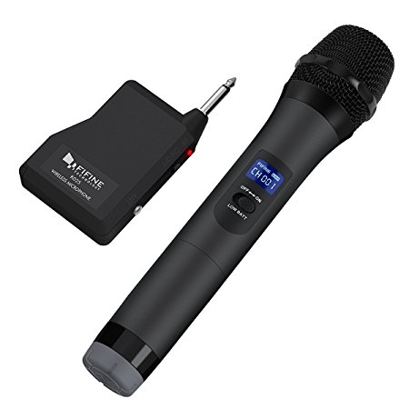 Wireless Microphone,FIFINE Handheld Dynamic Microphone Wireless mic System for Karaoke Nights and House Parties to Have Fun Over the Mixer,PA System,Speakers.(K025)