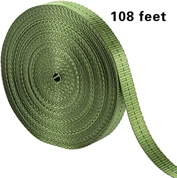 Biubee 108 Feet Long 1 Inch Wide Green Tree Tie Strap- Green Staking and Guying Material Garden Tie Plant Tie for Outdoor Use, 1763 Lbs Strength