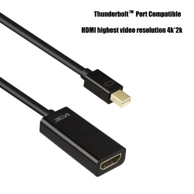 VCE Mini DisplayPort to HDMI Adapter,4K*2K Resolution,(ThunderboltTM Port Compatible) Mini Displayport to HDMI HDTV Male to Female Adapter