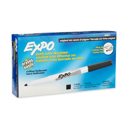 Expo Original Dry Erase Markers, Fine Point, 12-Pack, Black