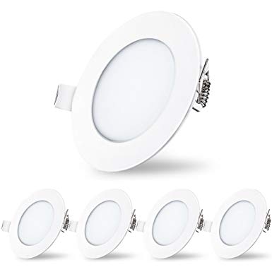 Led Recessed Lights, Downlight Dimmable 6.7 Inch, Round Panel Lights Warm White, Ceiling Flat Spotlights for Bathroom Hallway Stage Office Pack of 5 (12W 3000K)