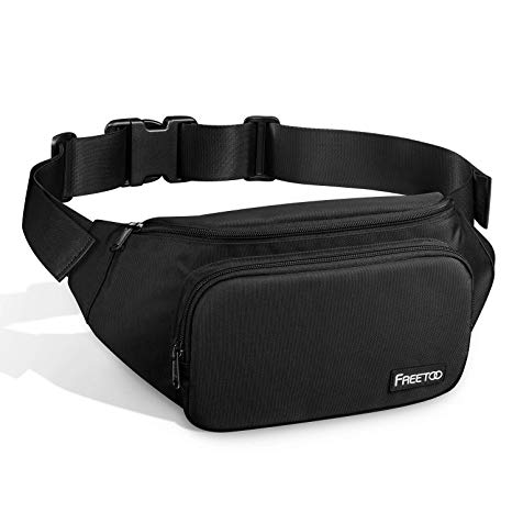 FREETOO Fanny Pack Waist Pack for Men,with Large Capacity,Waterproof and Wear-Resistant Nylon Fabric Bum Bag for Phones,Tablets Up to 7.9’’,Suitable for Working,Walking,Traveling,Daily Leisure