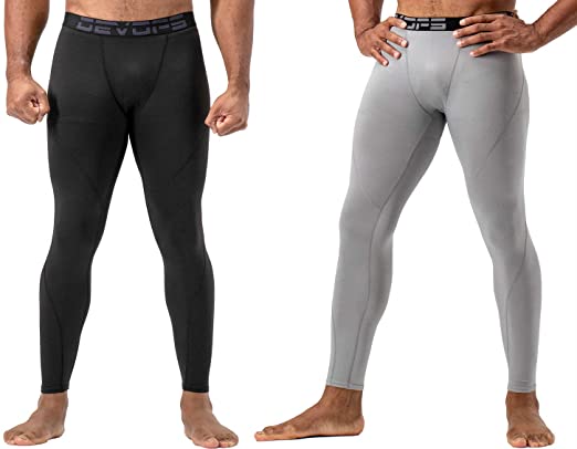 DEVOPS Men's Thermal Compression Pants, Athletic Leggings Base Layer Bottoms (2 Pack)