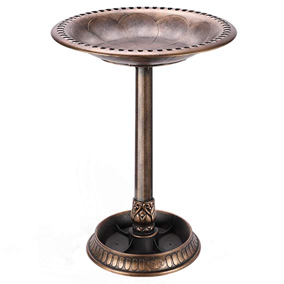 VIVOSUN 2-in-1 Outdoor Garden Bird Bath with Flower Planter Base, Weather-Resistant Garden Décor, 28” High Copper