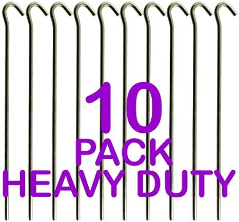 Pack of 10 - Heavy Duty Galavanised Steel Tent Pegs - Ideal For Use In Camping And Sporting