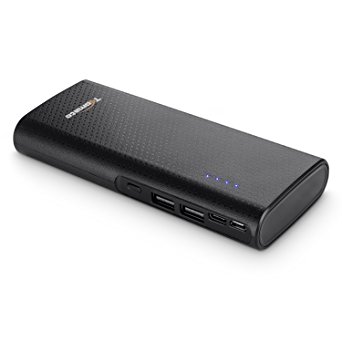 TopMate 10000mah Portable Power Bank, Two Ports Output (2.1A), Two Ports Input (With Type-c) (Black)