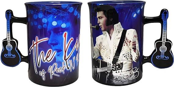 Midsouth Products Ceramic Elvis Mug with Guitar Handle - White Jumpsuit, 16 fluid ounce