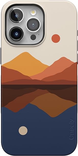 Casely iPhone 15 Pro Case | Opposites Attract | Day & Night Colorblock Mountain | Bold Case | Compatible with MagSafe and Action Button