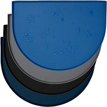 Leashboss Fountain Mat, Silicone Water Mat Designed for Pet Fountains, Dog Gravity Water Bowls, Mats for Automatic Dispensing Cat Feeders up to 14" Diameter (Large- 26 x 25 Inches, Blue)