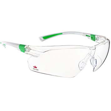 NoCry Safety Glasses with Clear Anti Fog Scratch Resistant Wrap-Around Lenses and No-Slip Grips, UV Protection. Adjustable, White & Green Frames