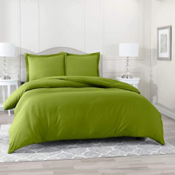 Nestl Bedding Duvet Cover 3 Piece Set – Ultra Soft Double Brushed Microfiber Hotel Collection – Comforter Cover with Button Closure and 2 Pillow Shams, Calla Green - Queen 90"x90"