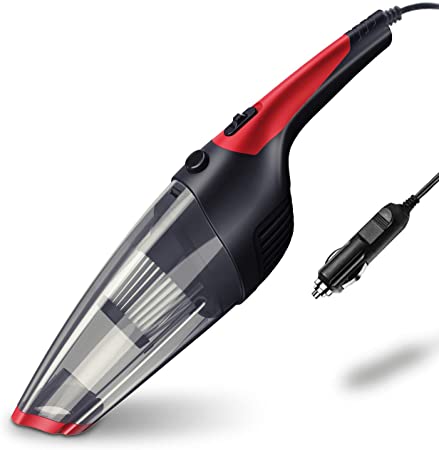 HHSUC Handheld Car Vacuum,Portable Auto Vacuum Cleaner High Power Corded Mini Vacuum with 16.4 Feet Power Cord,Strong Suction Wet&Dry Vacuum Cleaner for Home,Car Cleaning（Red-Corded）