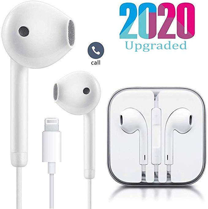 Lighting Earphones Headphone Wired Earphones Headset with Microphone and Volume Control, Compatible with iPhone 11 Pro Max/Xs Max/XR/X/7/8 Plus Plug and Play.
