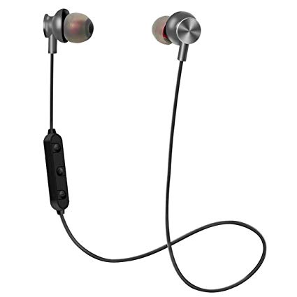 Wireless Headphones, Stereo Magnetic Bluetooth 4.2 Earbuds with HD Mic and Secure Fit Noise Isolating Headsets IPX5 Sweatproof in Ear Earphones for Running Gym Workout