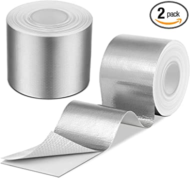 2 Inch x 32.8 ft Heat Shield Tape Cool Tapes Aluminum Foil Heat Reflective Adhesive Heat Shield Thermal Barrier Foil Tape Self-Adhesive Heat Resistant Tape for Hose and Auto Use, 2 Rolls (Silver)