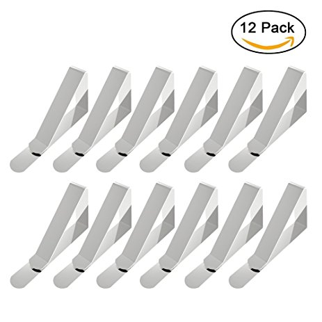 Tablecloth Clips Alamic Picnic Table Clips Stainless Steel Picnic Table Cloth Holders Table Cover Clips Clamps - 12 Pack