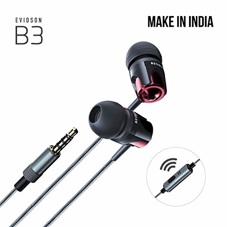 Evidson Audio B3 In-Ear Earphones with Mic (Black/Red)