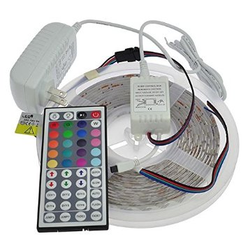 LEDwholesalers 12-Volt RGB Color-Changing Kit with Controller and IR Remote, Power Supply, and LED Strip with Water-Resistant Silicone-Gel Coating, 2038RGB-R2 3369 3208